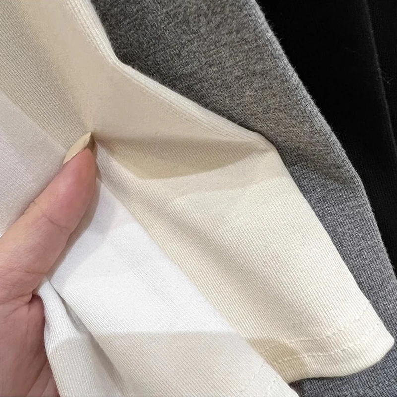 AOSSVIAO Basic-T-Shirt im koreanischen Stil mit Rundhalsausschnitt, Herbst-Winter, neu, figurbetont, einfarbig, Damen-T-Shirt, vielseitige, langärmlige Strickoberteile zum Schichten – Detail 2