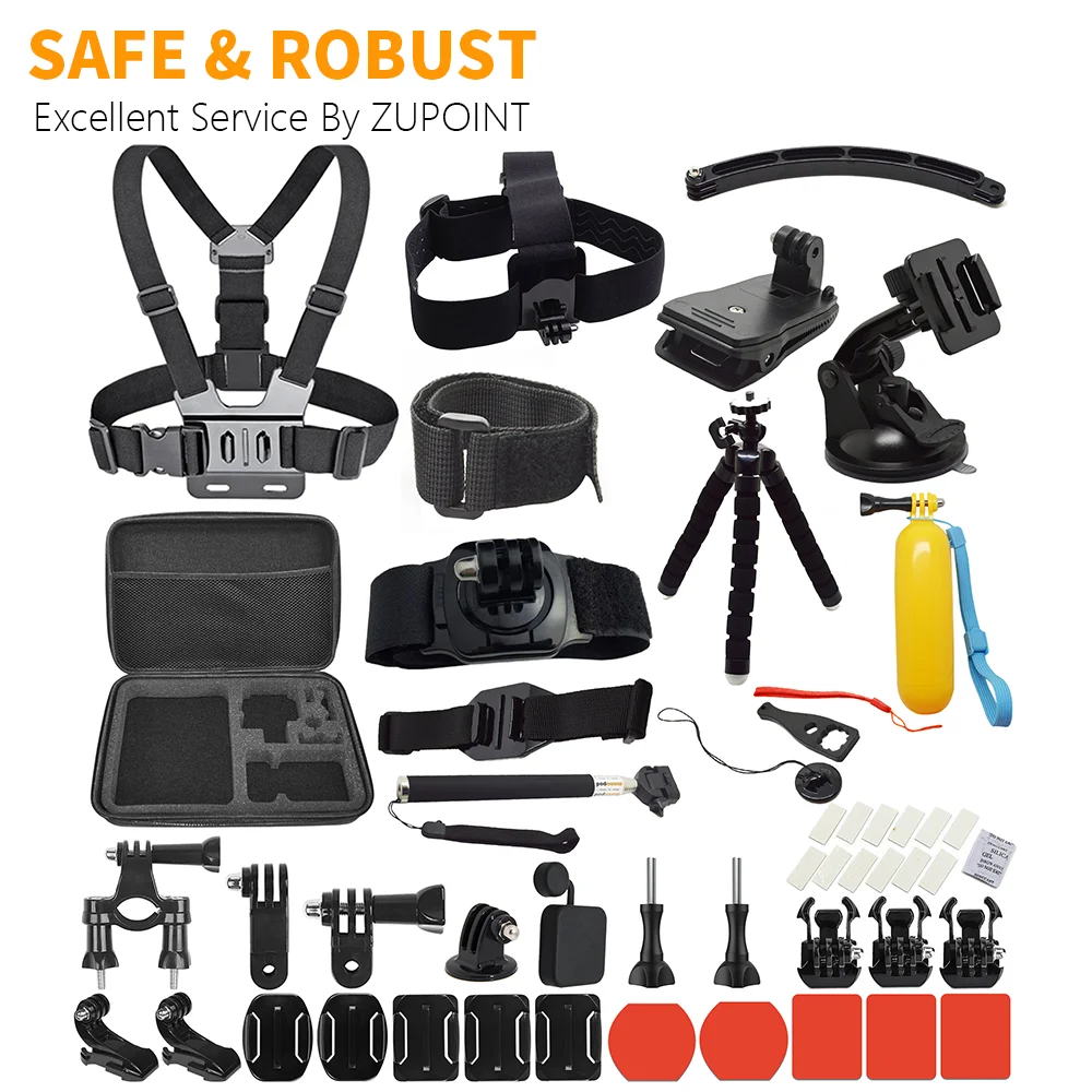 Sports Video Camera Acessórios, Action Kit, Chest Strap, Head Strap, Selfie Stick, Holder Set para GoPro, Insta360, DJI OSMO