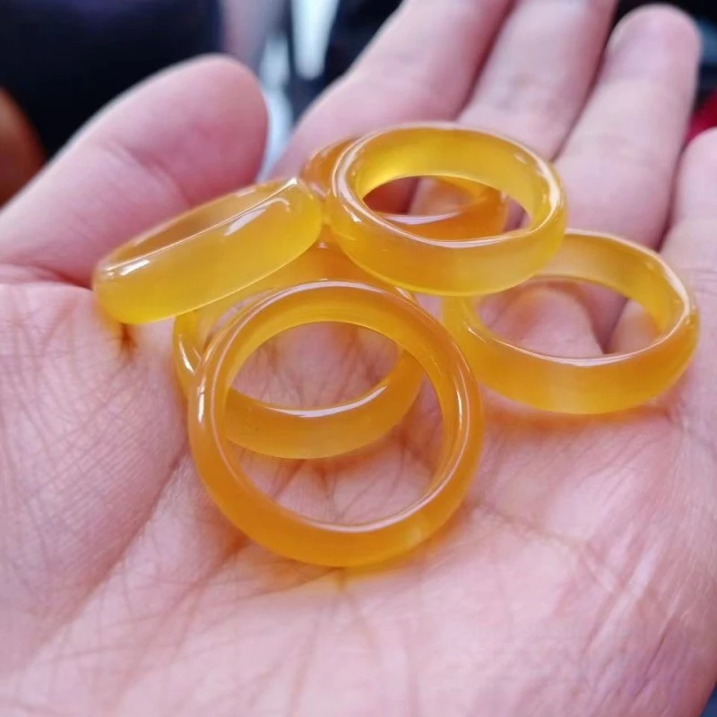 Girls Fashion HipHop Party Wedding Agate Ring Vintage Colorful Round Natural Stone For Women Unisex Finger Rings Charms Jewelry