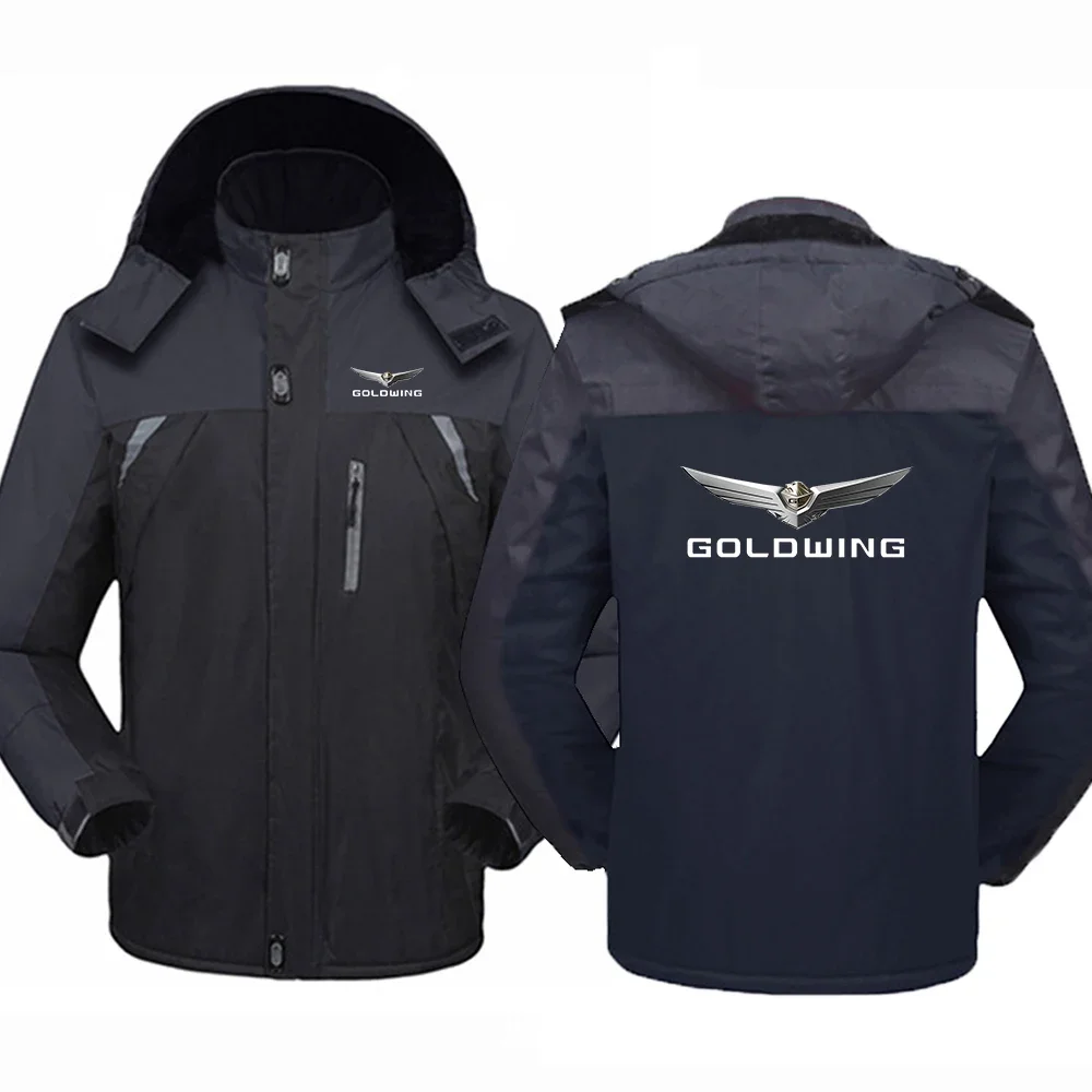 2024 Winter Mens Goldwing Gl1500 GL1800 Japanese Motorcycle Print Outdoor Thickened Warm Waterproof Windproof Hooded Zipper Coat