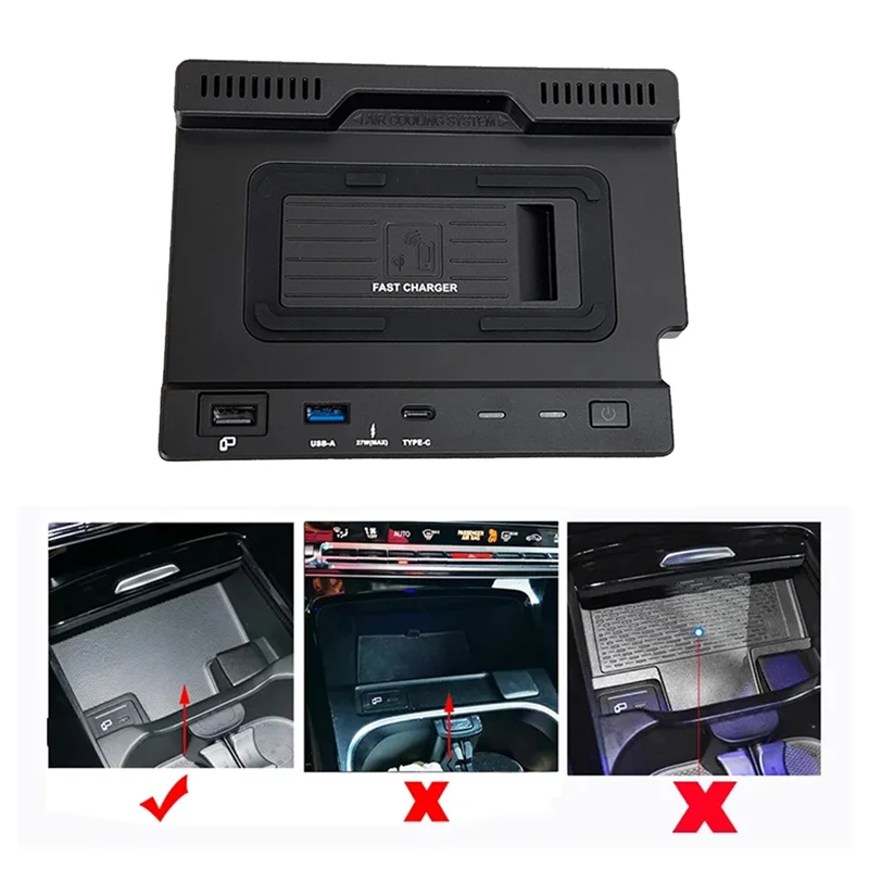 AY03-Car QI شاحن لاسلكي 15 واط شاحن الهاتف شحن لمرسيدس بنز A B GLB AMG A35L W188 W177 W246 A180 A200 B200