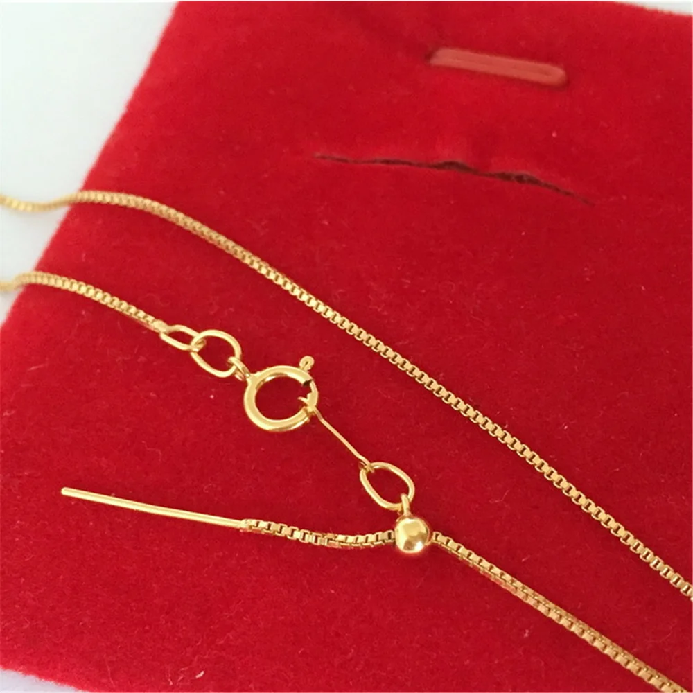 14K Gold Filled 0.85mm Box Chain Necklace with Pin End and 3mm Silicone Bead 18.5''