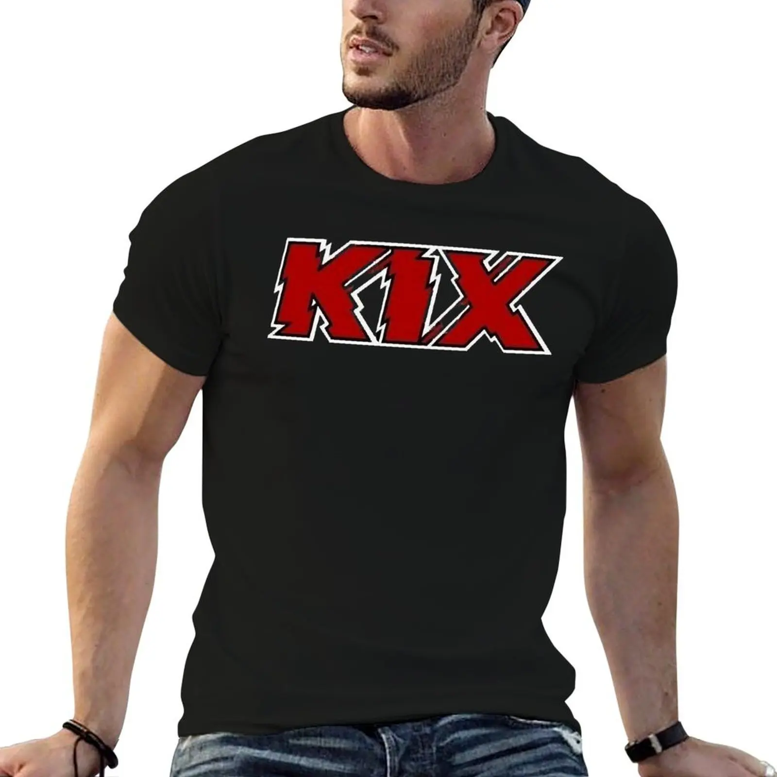 

Kix Band Logo T-Shirt cotton t shirts man 100% cotton tshirt 100% t shirt for man T-shirt