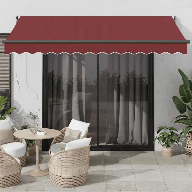 Auvent automatique, rouge bordeaux, 350x250 cm, résistant aux déchirures et aux intempéries, durable pour la protection contre le soleil et la pluie en extérieur.