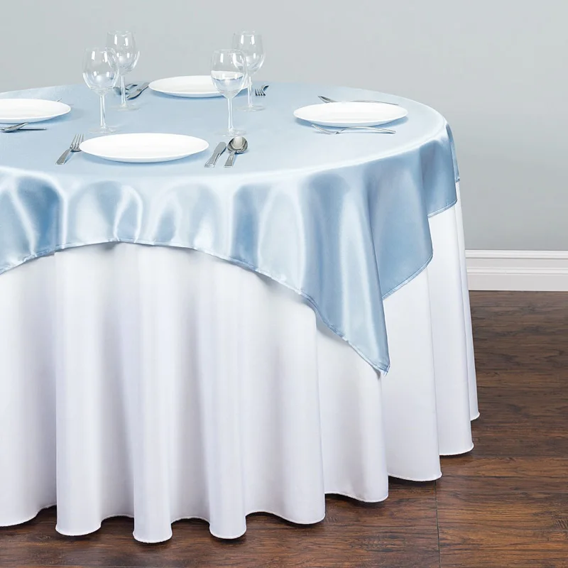 Satin Tablecloths Overlay Cover Bright Smooth Fabric Round Table Cloth for Wedding Party Restaurant Banquet Decorations