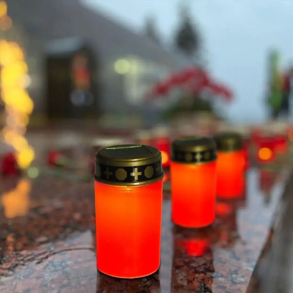 Rainproof Solar Cemetery Candle Light Waterproof Solar Sensor LED Grave Memorial Light Flameless Long-last Lighting