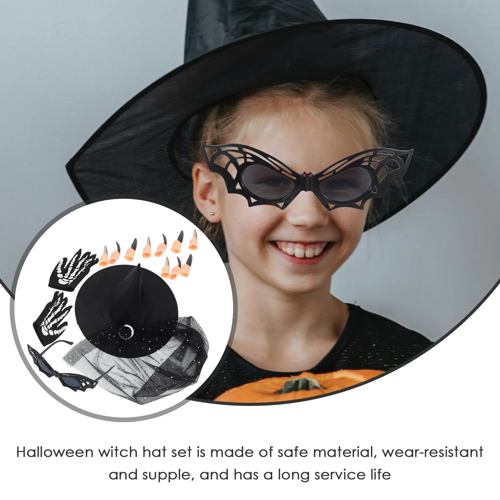 

Wizard Hat Props Hats Halloween Cosplay Outfit Sunglasses Costume Accessory 4 Piece Set Gloves for Plastic Accessories