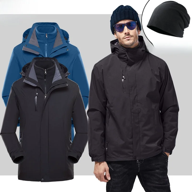 

Универсальная зимняя куртка-трансформер 3-в-1 черного цвета для мужчин и женщин, молодежная модная утепленная куртка на молнии с защитой от холода