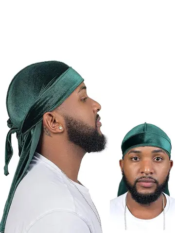 Vintage Velvet Durag Solid Color Lace Up Head Wraps Soft Bandana Elastic Turban Cap Comfortable Cycling Hats For Women & Men