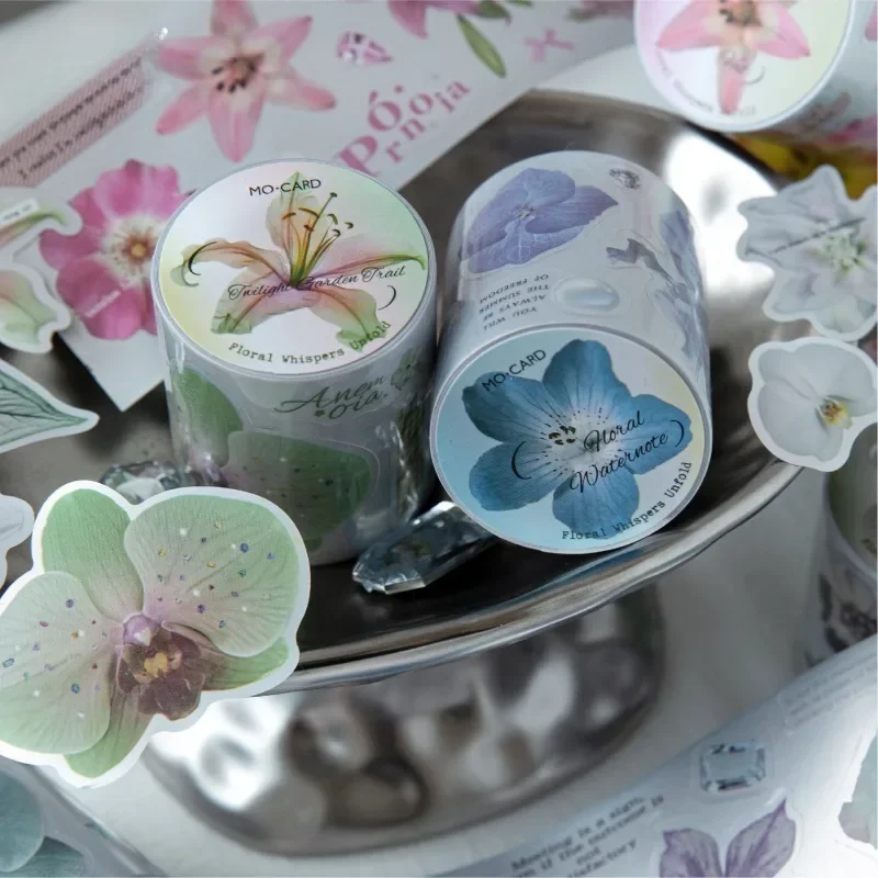 1 لفة ماتي الفضة المواد أشرطة لاصقة الزخرفية الزهور وعبارة الإنجليزية رسالة لتقوم بها بنفسك شريطٌ لاصق سكرابوكينغ ملصق #3