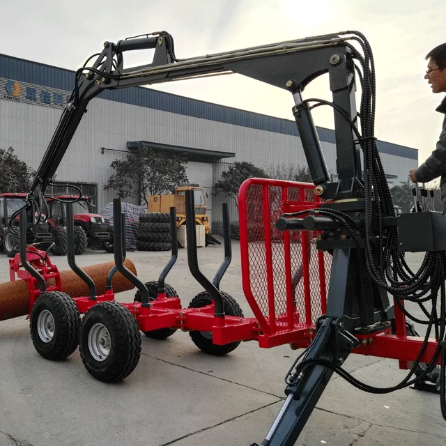 2025Тракторный прицеп для лесозаготовок по дереву с краном для Малайзии