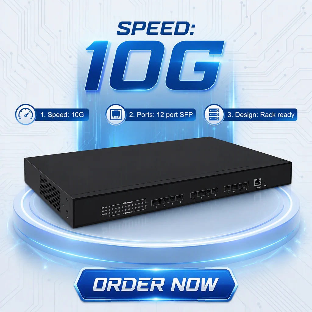 12-Port 10Gb L3 Managed Ethernet Switch with SFP+ Uplinks for Data Center, ISP, Enterprise Network & Campus Solutions