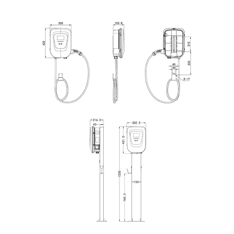 Fast Charging ac ev car charge station new energy car charging station cars electric 7kw