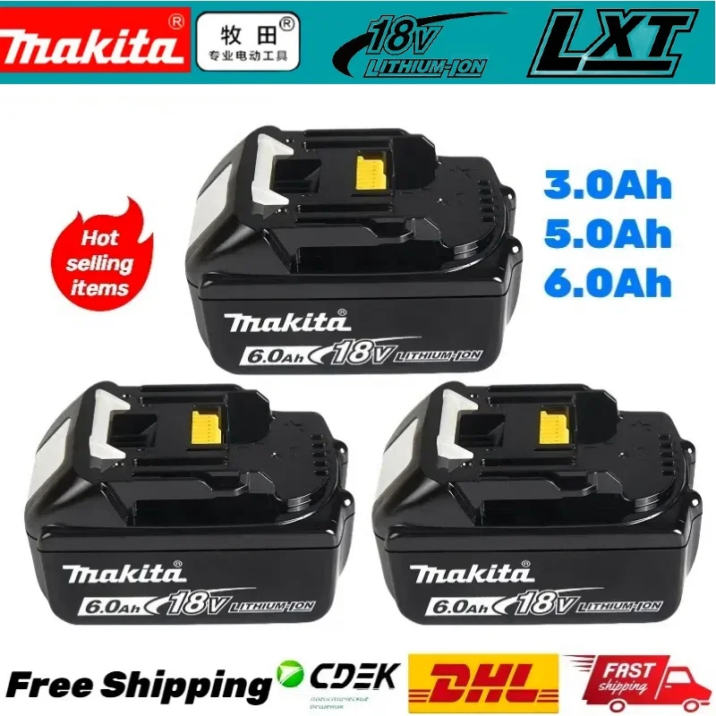 

100% Original Makita 6Ah/5Ah/3Ah for Makita 18V Battery BL1830B BL1850B BL1850 BL1840 BL1860 BL1815 Replacement Lithium Battery