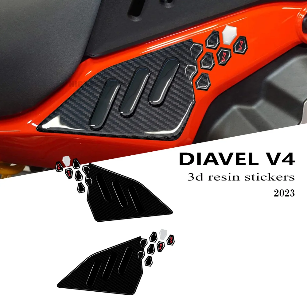 Brand New Diavel V4 Motorcycle Accessories Side Area Protector 3D Epoxy Resin Sticker Kit for Ducati Diavel V4 2023-