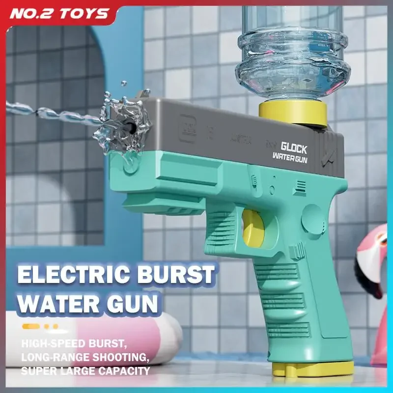 مسدس مياه كهربائي مع مسدس شحن زجاجة مسدس مياه أوتوماتيكي مسدس عالي الضغط لعبة أطفال خارجية للحفلات على الشاطئ لعبة معركة #2