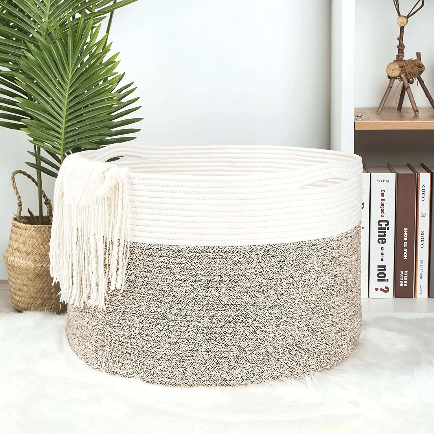 New Design Household laundry toy Sundries portable multifunctional  cotton rope Storage basket with handle