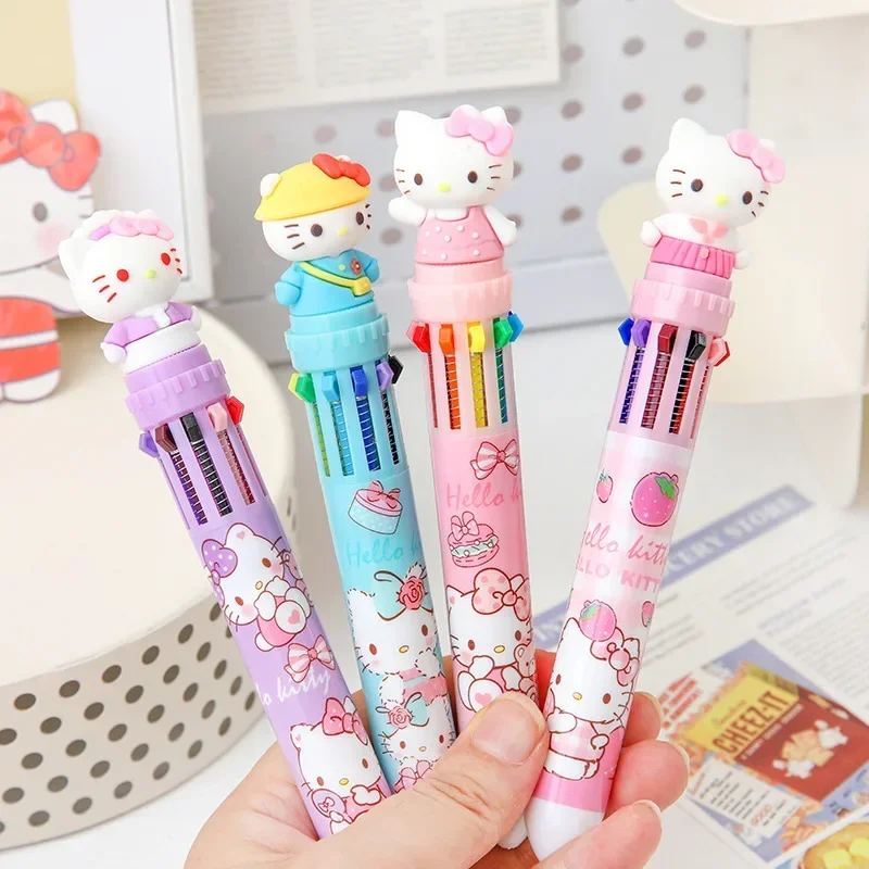 Imagem -03 - Sanrio 36 Peças Caneta Esferográfica Olá Kitty 10 Cores dos Desenhos Animados Imprensa Escrita Caneta 0.7 mm Material Escolar Papelaria Estudantes Canetas Novo