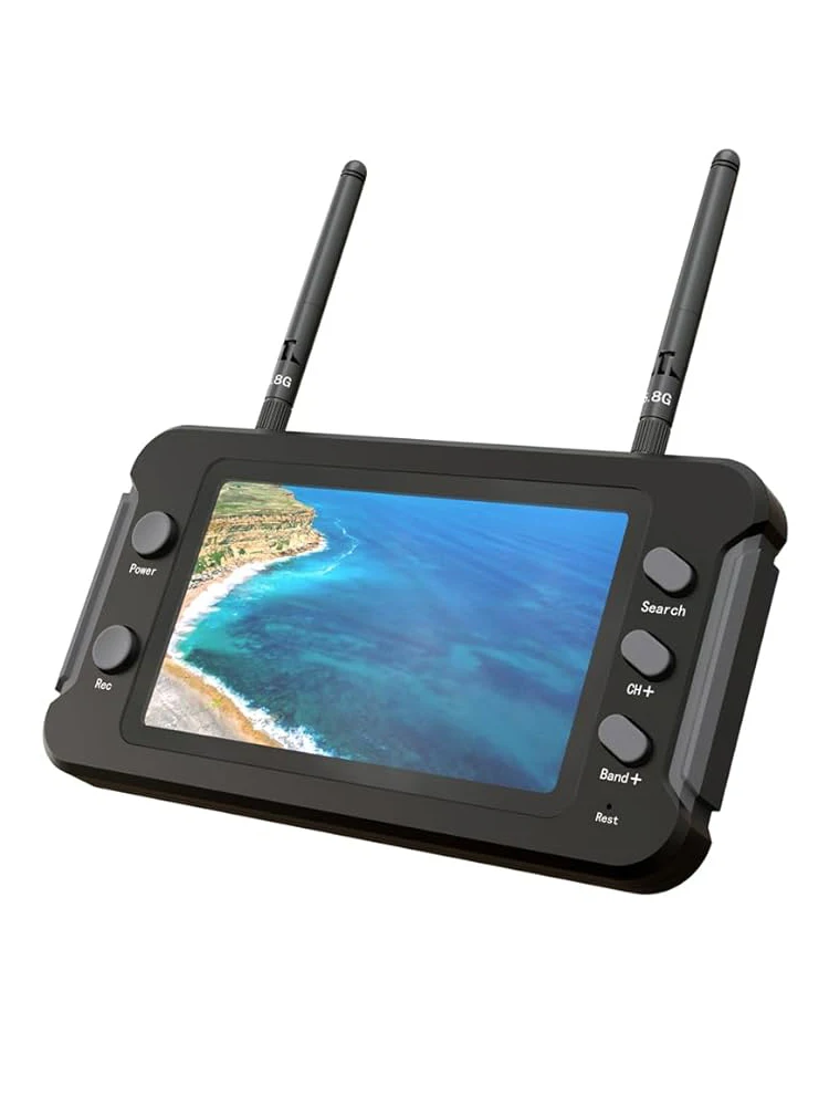 Monitor fpv 5.8g com dvr, tela lcd de 4.3 polegadas, antenas duplas, recepção de sinal estável, adequado para quadricóptero drone fpv