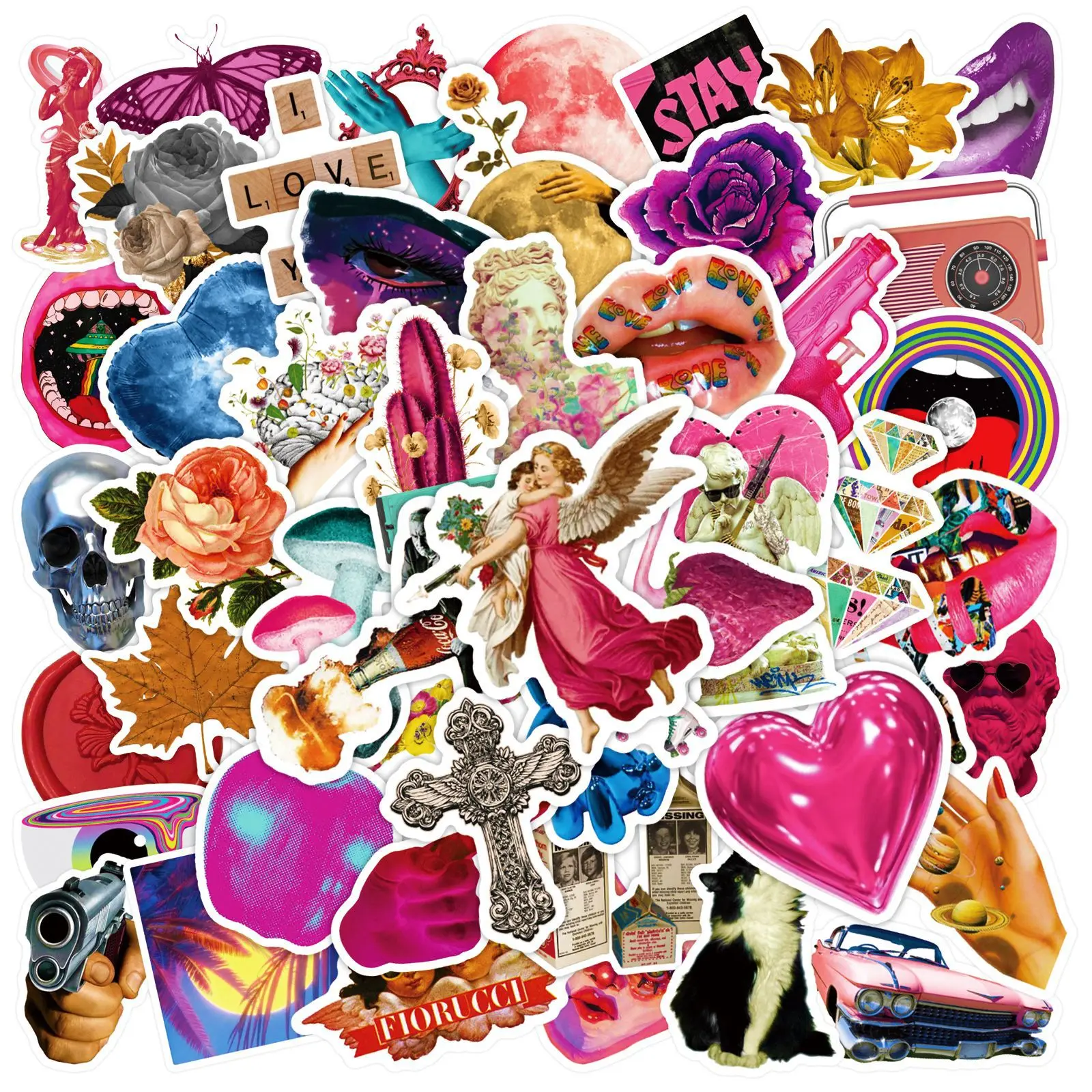 50 Stück Coole Harajuku Vintage Amerikanische Aufkleber Graffiti-Kunst Spielzeug DIY Skateboard Kühlschrank Handy Laptop Fahrrad Wasserfeste Aufkleber