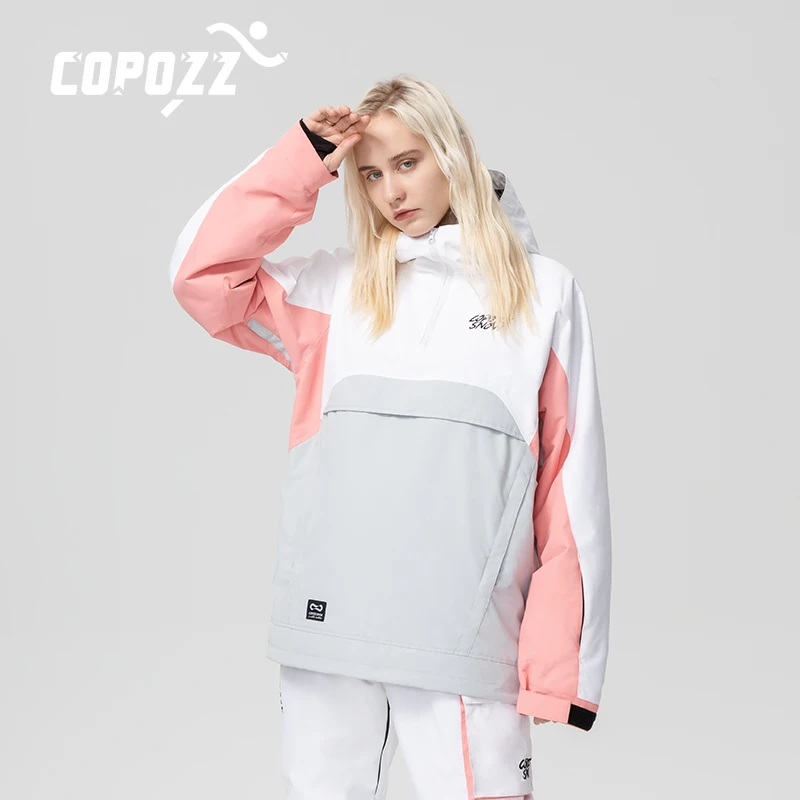 COPOZZ-traje de esquí para hombre y mujer, chaqueta con capucha cálida para deportes de invierno, pantalones de esquí impermeables a prueba de