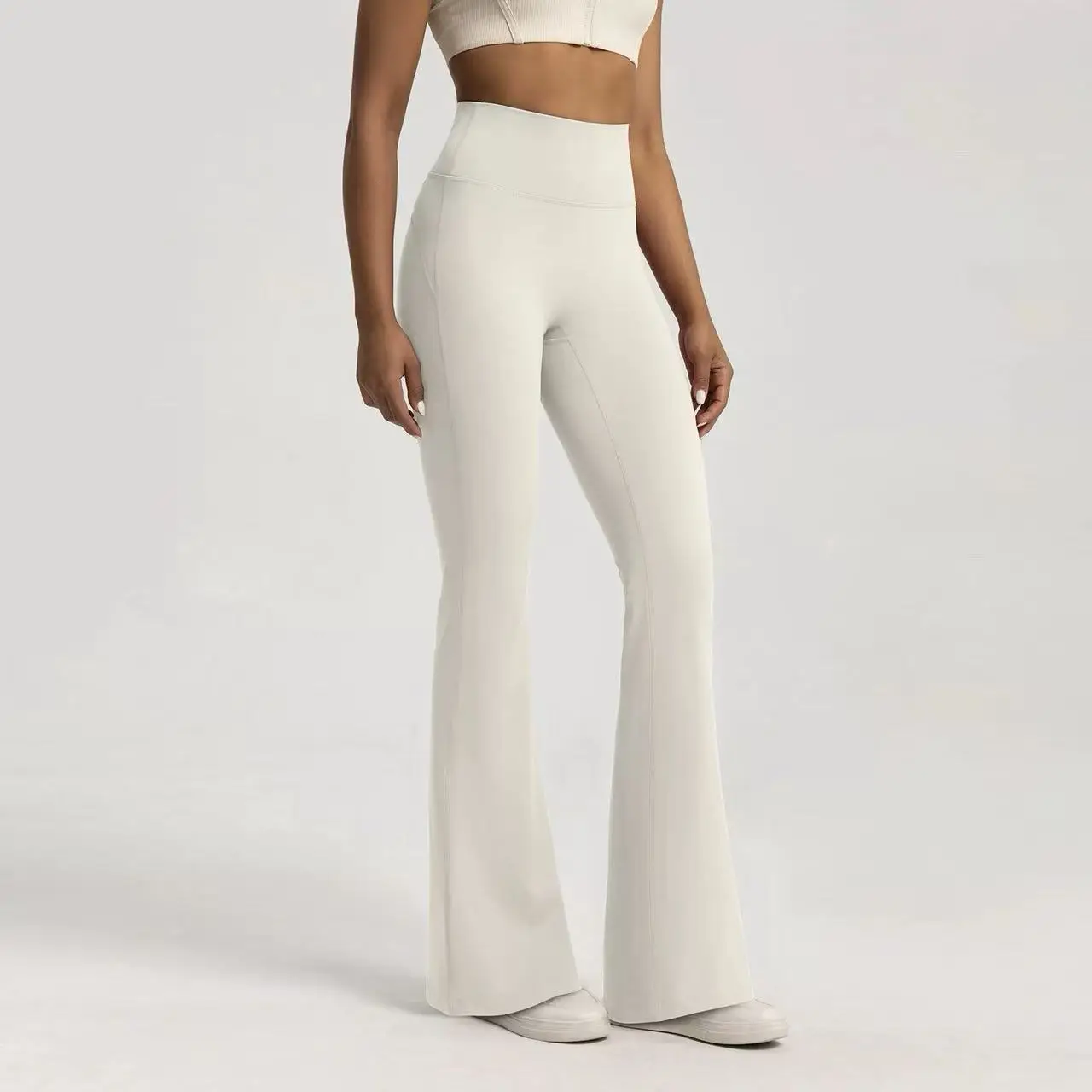 Naked High Waisted Waist Cinching Hip Lifting Fitness Exercise Elastic Bell Bottom Pants Women Casual Outdoor Running Yoga Pants