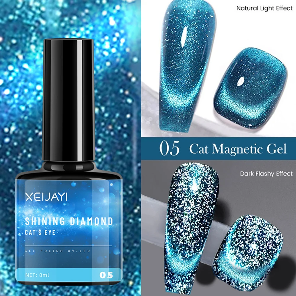 

8ml Shiny Diamond Blue Cat Eye Nail Gel Polish Fantasy Star Trail Magnetic Cat Eye Nail Art Varnish Chameleon Nail Gel Polish