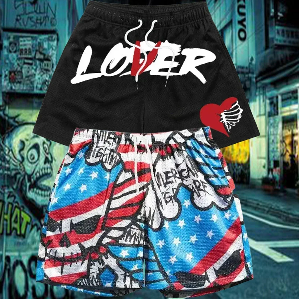 

New Men's Fashion Casual Stretch Shorts Anime 3D Printing Trendy Breathable Quick Drying Multi Functional Street Motorcycle Wear