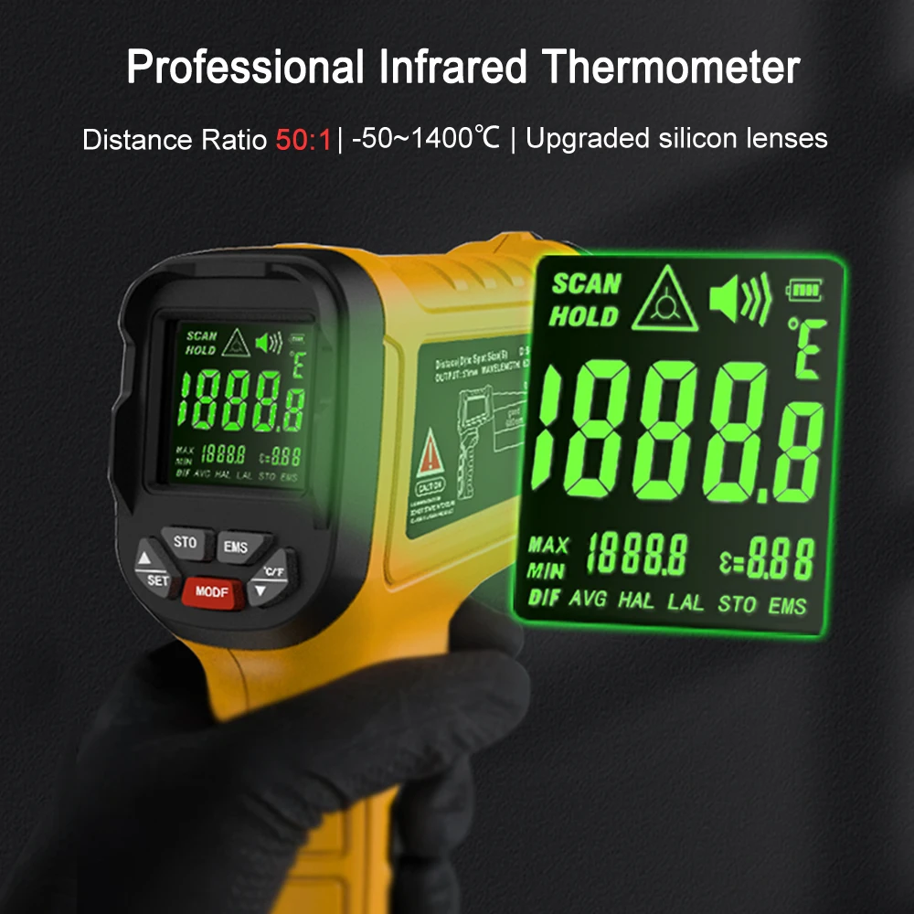 BSIDE Infrared Thermometer -50~1400C Professional 50:1 Digital IR-LCD Temperature Meter Non-contact Laser Thermometers Pyrometer