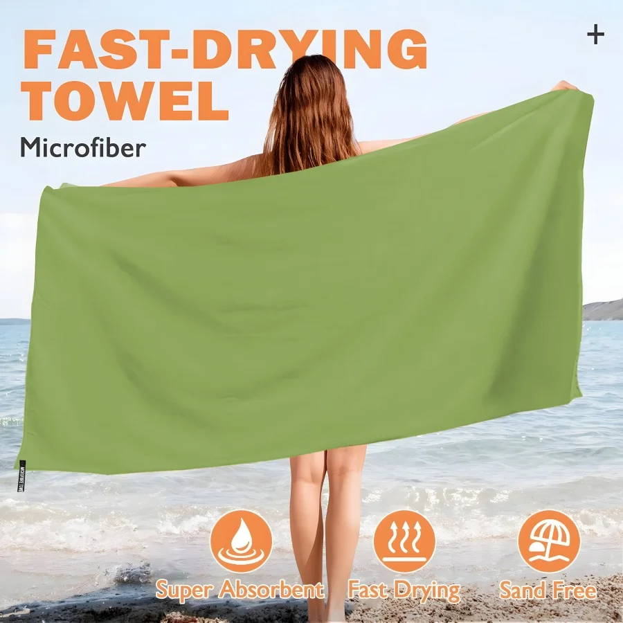 Beach Towel Oversized,Thick Sand Free Microfiber Quick Dry Towel 31.5”x71”, Super Absorbent Soft Swim BeachTowels for Men, Women