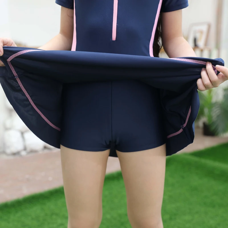 2025 novas meninas maiô de uma peça de banho upf50 + impressão bebê manga curta ternos de natação L-5XL menina criança praia fatos de banho