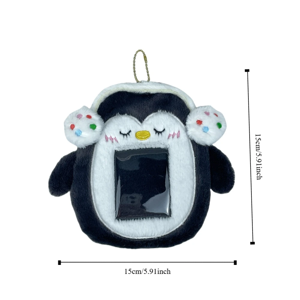 New Cute Penguin Card Protector PVC ID Protection Set Plush Photocard Holder Cartoon Slide Cover Card Bag Plush Card Holder