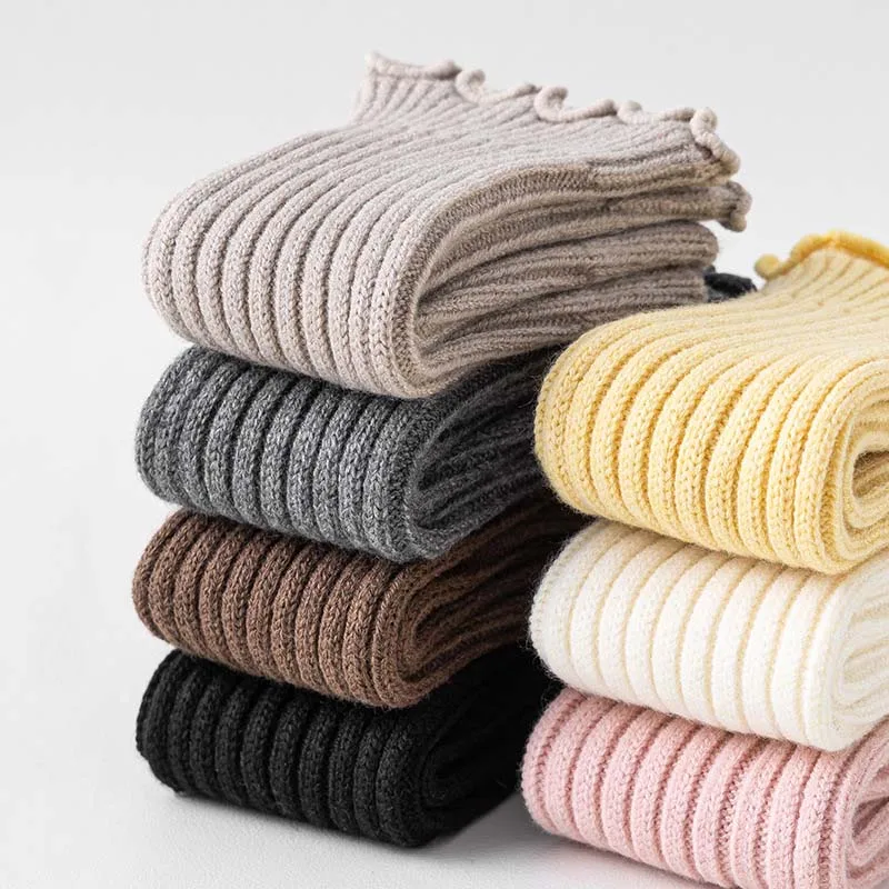 One Size Leg Warmers RAISE Children Leg Warmers Solid Thickened Warm Wear Lolita Pile Stocking Knitted Outdoors Socks For Girls