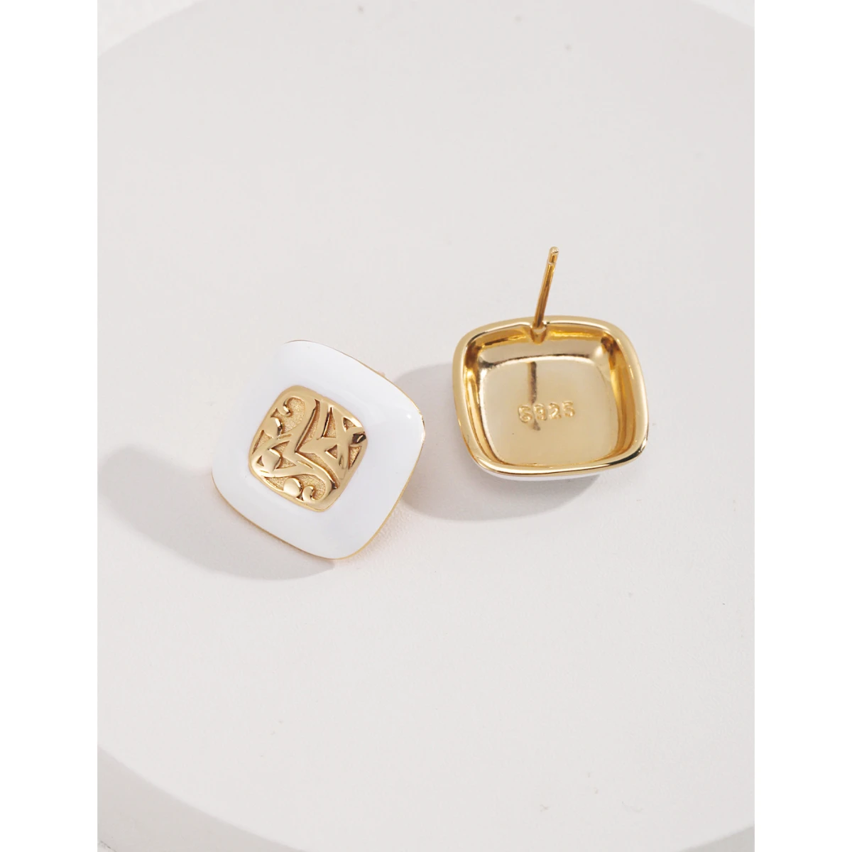 Brand new S925 pure silver plated with 18k gold | Drop glazed earrings 101851