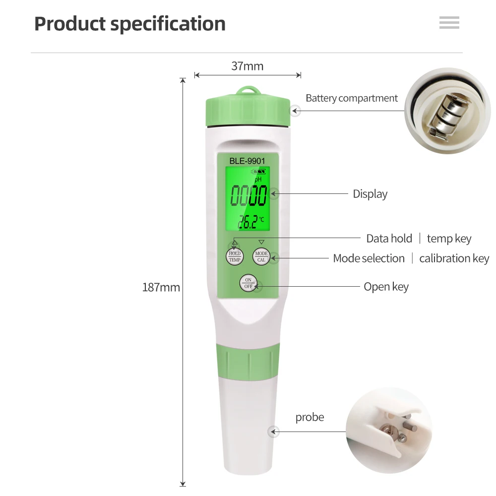 Medidor PH Digital TDS Temp Meter Water Tester Measuring Instruments Acidity Analyzer For Aquario Aquarium Hydroponics Tool