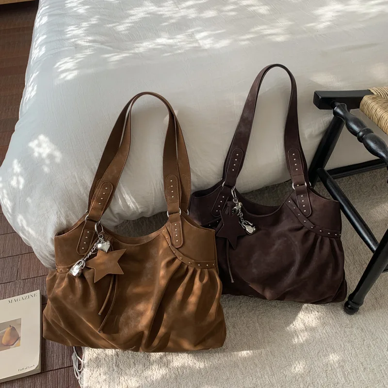 

Women Retro Solid Color Pu Leather Shoulder Bag 2025 Winter Tote Bag Luxury Designer New Trend Brand Handbags