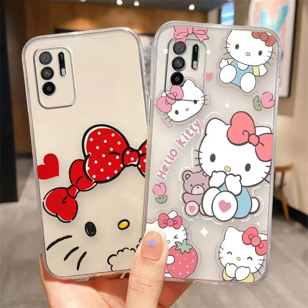 Clear Phone Case For OPPO A98 A96 A95 A94 A78 A74 A73 A58 A55 A54 A31 A17 A16 A16E A15 A9 A5 Case Shell Cartoon Hello Kitty Cat