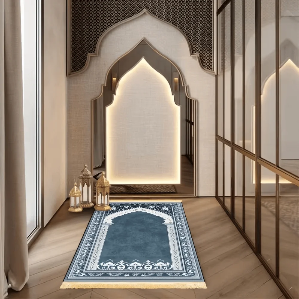 2026 New Polyester Muslim Prayer Rug, Portable Non-Slip Islamic Salah Mat, Soft Worship Carpet for Home Travel Ramadan Gift