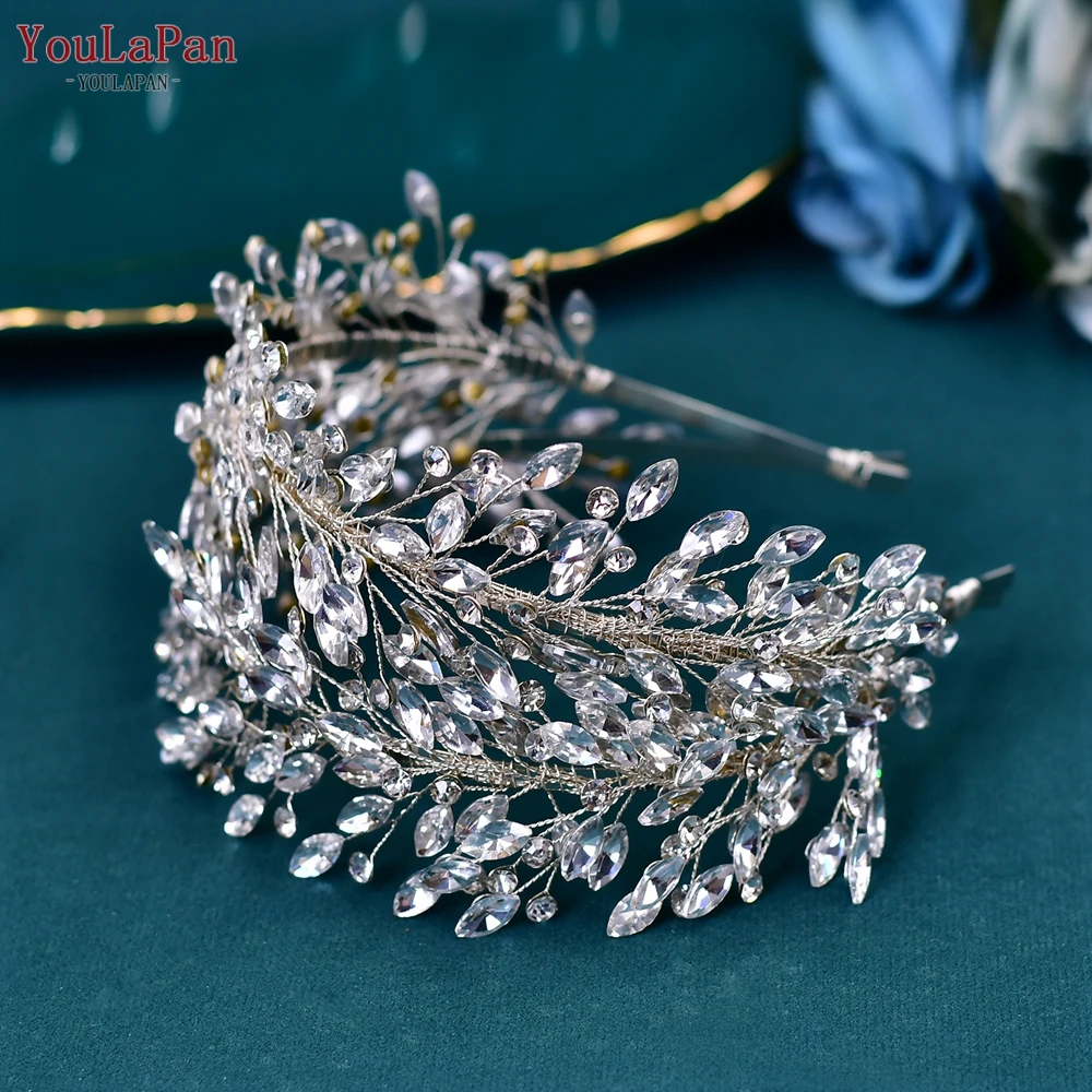 TOPQUEEN Luxury Rhiestone Headband Bridal Wedding Hair Accessories Woman Party Headwear Handmade Crystal Hair Hoops HP588