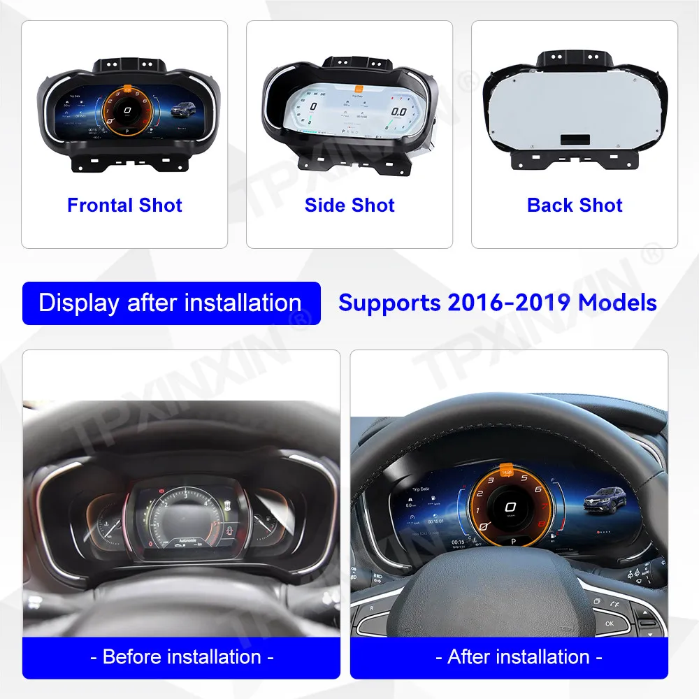 Para Renault Megane Koleos 2016~2019: Painel Digital Carplay, Display de Instrumentos, Velocímetro, Cluster de Medidores LCD Virtual, Cockpit
