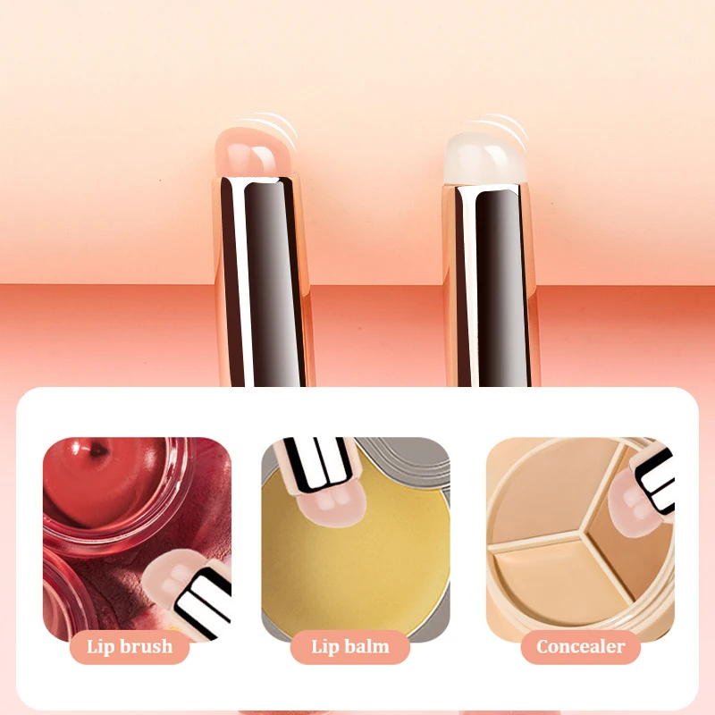 Angulado Silicone Lip Brush, corretivo maquiagem ferramenta, cabeça redonda portátil, pontas dos dedos, Q Soft Batom, pontas dos dedos