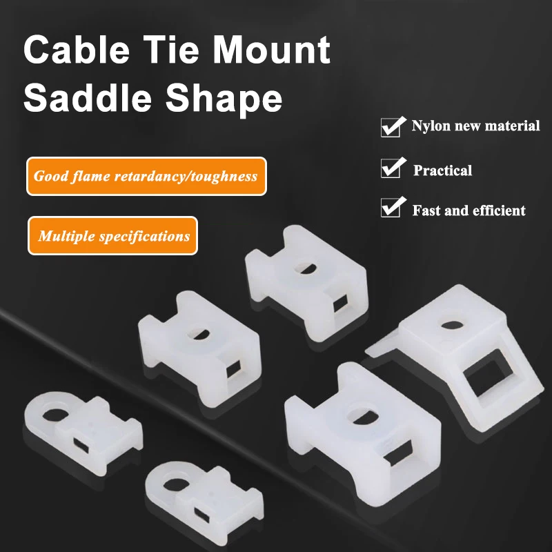 100 Uds Cable Tie Base de montaje asiento fijo de plástico tipo sillín soporte para cables carga USB línea de datos enrollador HC-2 HC-4 hebilla bridas con cremallera