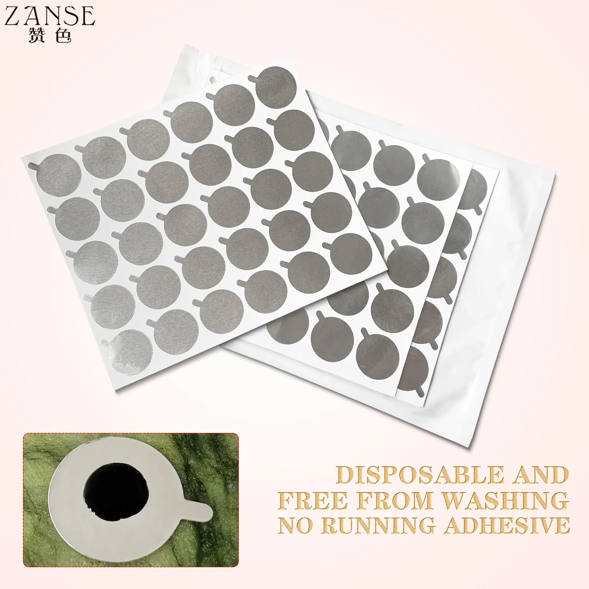 300Pcs Disposable Eyelash Glue Holder Foil Pallet Eyelash Extension Glue Pads Lashes Stickers Stand on Jade Stone