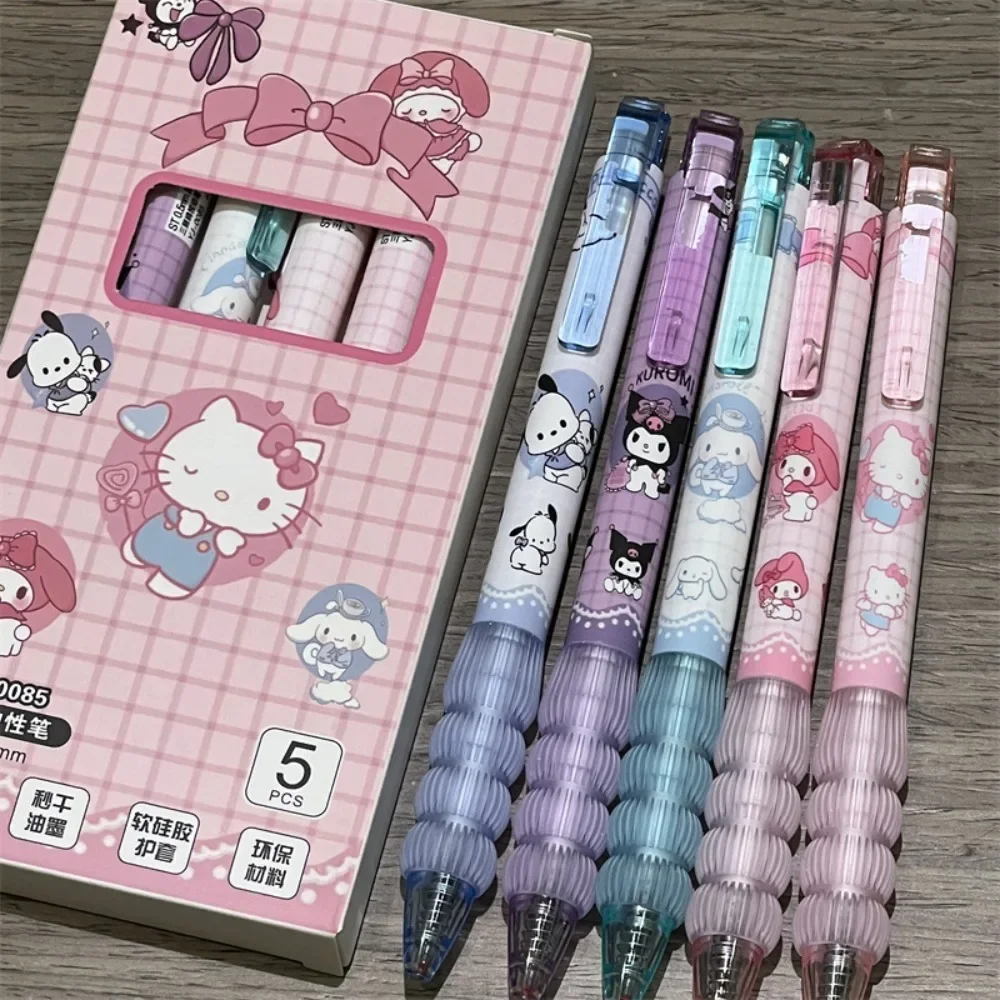 

5pcs/box Kawaii Cute Anime Peripheral Kuromi Cartoon ST Black The 0.5 Mm Diary Note Gel Pen Pupil Stationery Festivals Gift