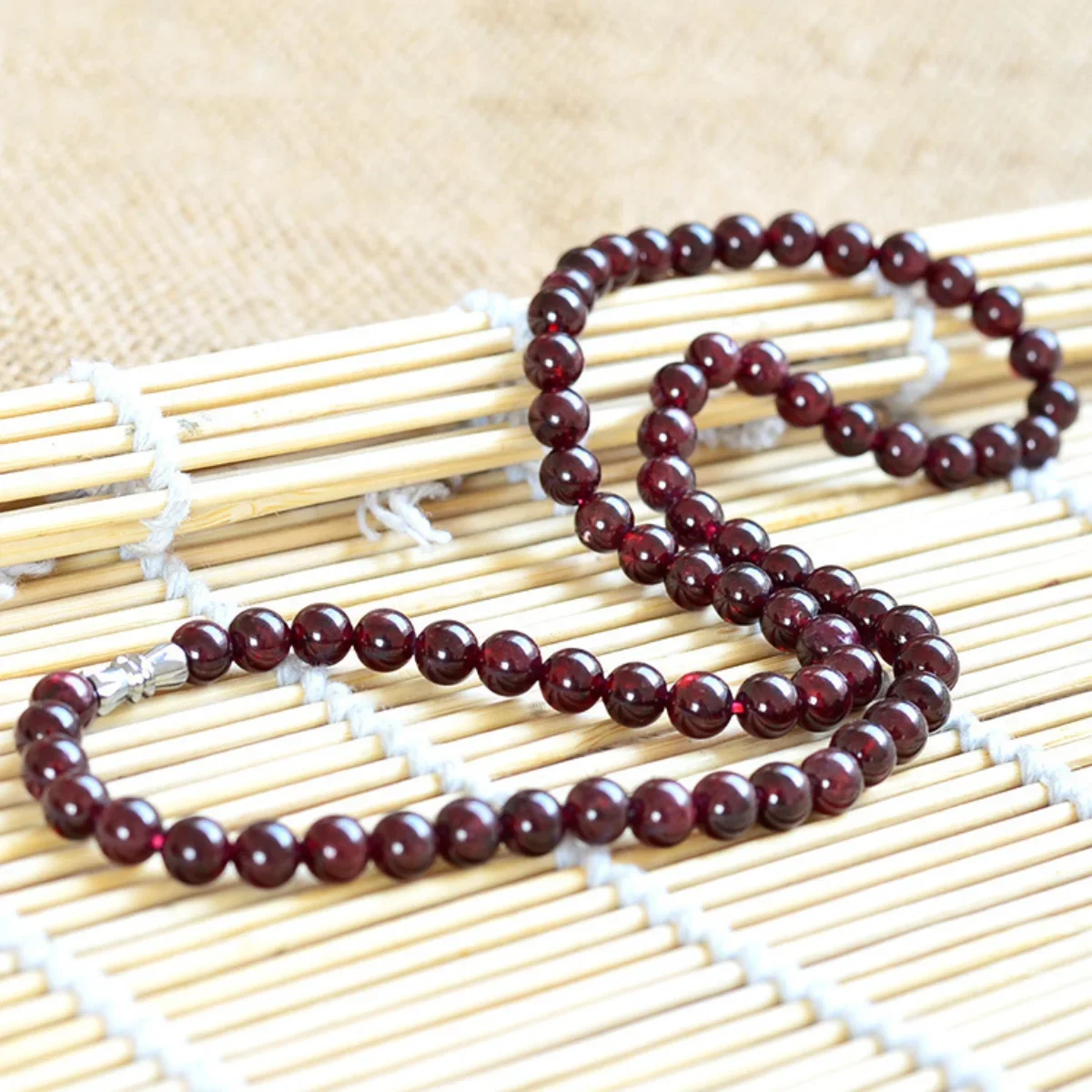 Accessory Crafts 6mm Round Red Garnet Necklace Chain Jewelry Party Wedding Handmade Gifts 18inch Lucky Stones Balls Women Gifts