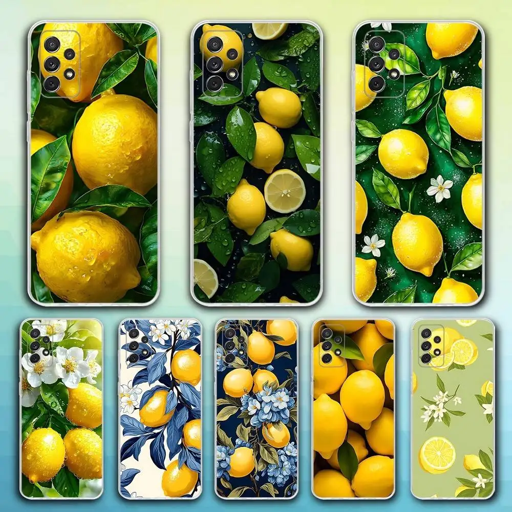

Fruit lemon Painting Phone Case For Samsung S30,23,21,22,20, FE lite,S10,9,8,7 PIus Note20ultra Soft Transparent