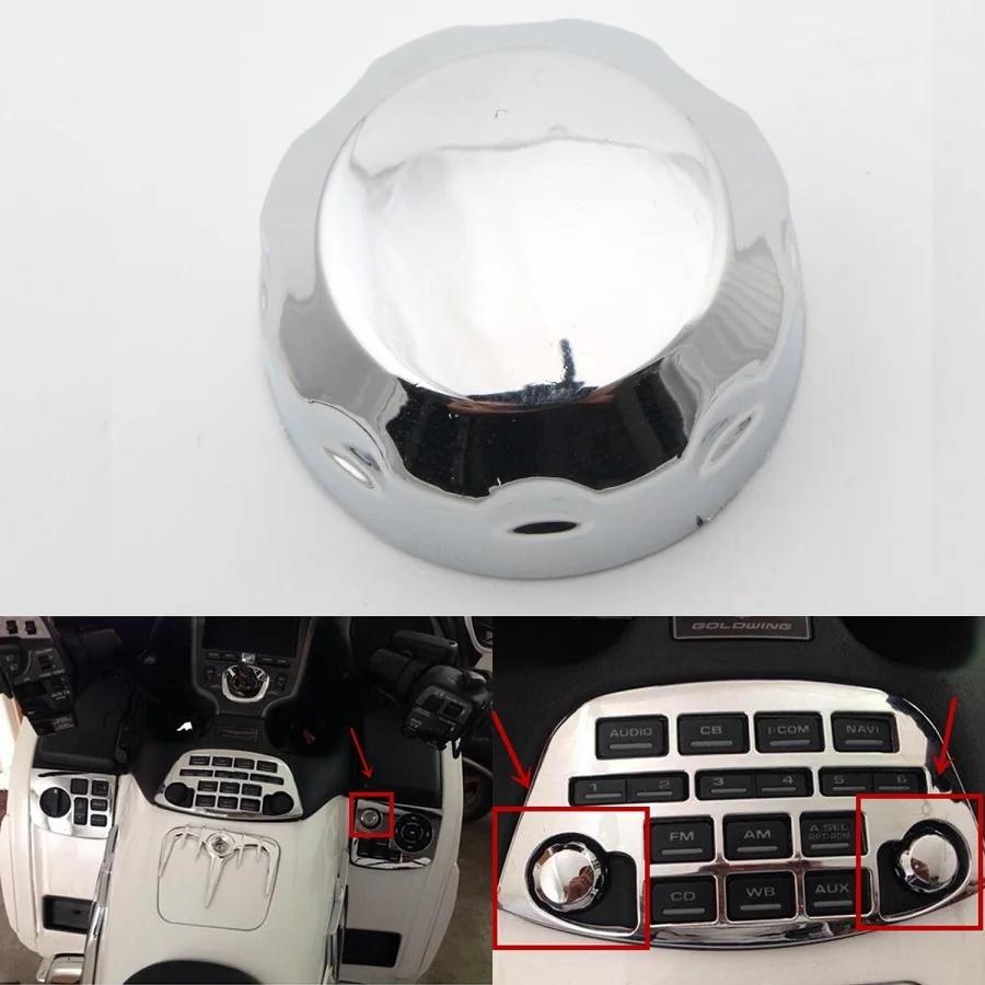 Motorcycle Chrome Front Upper Fork Swivel Lock Key Cap Switch Panel Trim Fairing Cover For Honda Goldwing GL1800 2001-2011