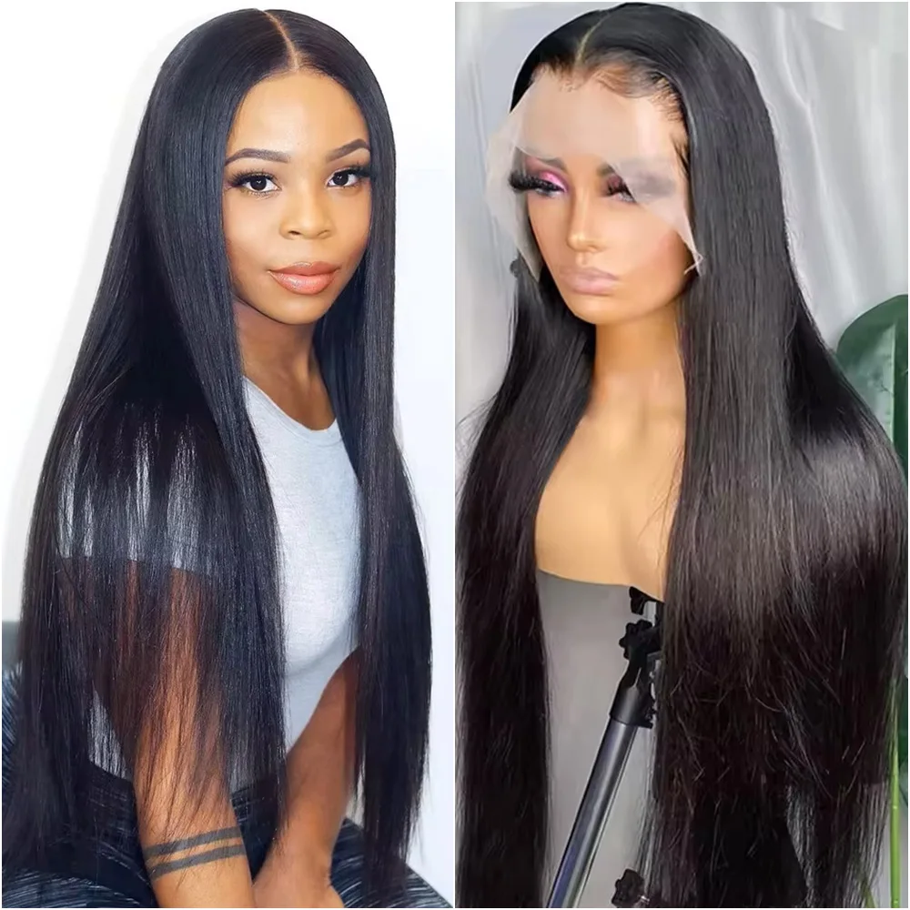 30 40 cali Bone Straight Natural Color Human Hair Peruka 13x6 HD Transparent Front Lace Closure Peruki Brazylijskie Włosy Dla Czarnych Kobiet