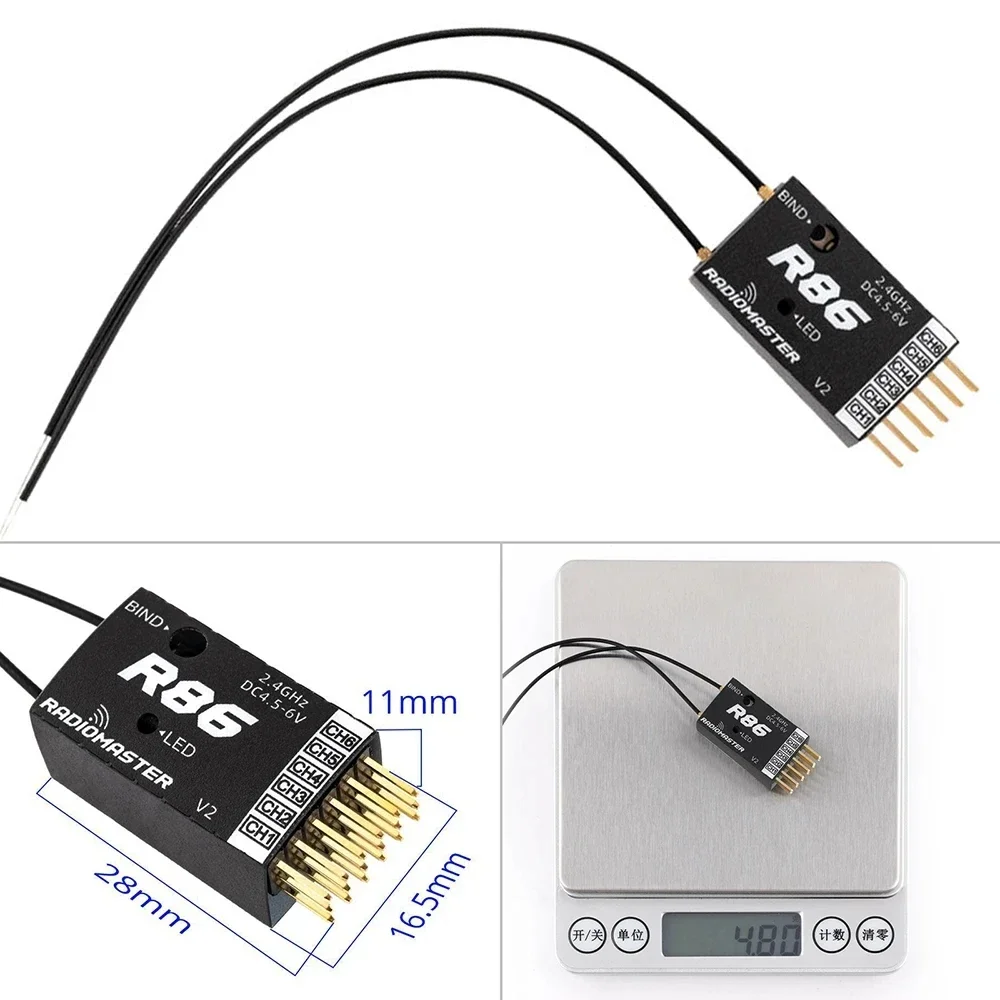 Radiomaster R81 R84 R86 R86C R88 V2 수신기 4CH 6CH 8CH 16CH (FRSKY D8 D16 TX16S SE RC FPV 드론용 정밀 부품)