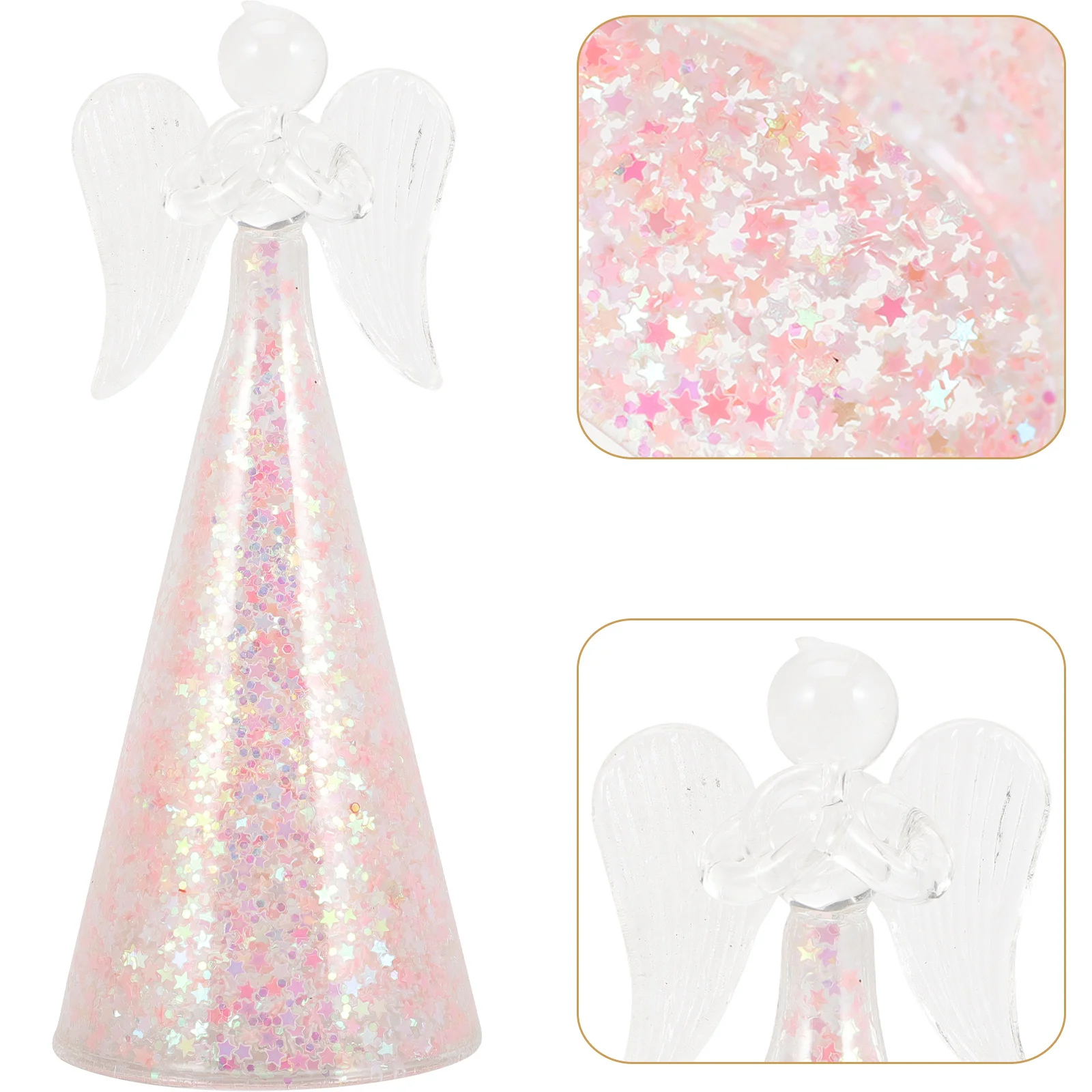 

Glass Angel Adornment 1 Piece Elegant Angel Decoration for Home Office Desk Decorative Craft Festive Gift Housewarming Present